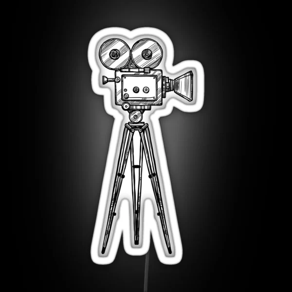 A Drawing Of A Film Camera For Movies RGB Neon Sign