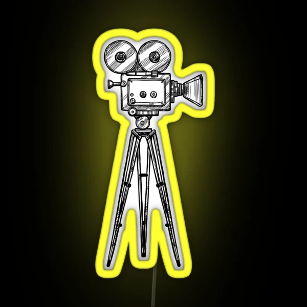 A Drawing Of A Film Camera For Movies RGB Neon Sign