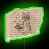 Neon Reading Girl Sign, Vibrant Colorful Literary Decor Wall Accent