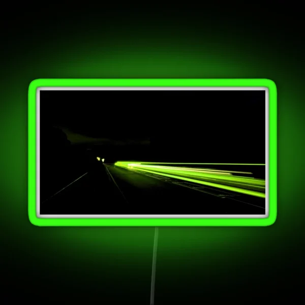 A Green Light Trail RGB Neon Sign