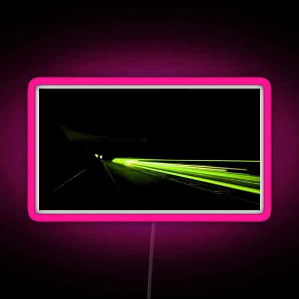 A Green Light Trail RGB Neon Sign