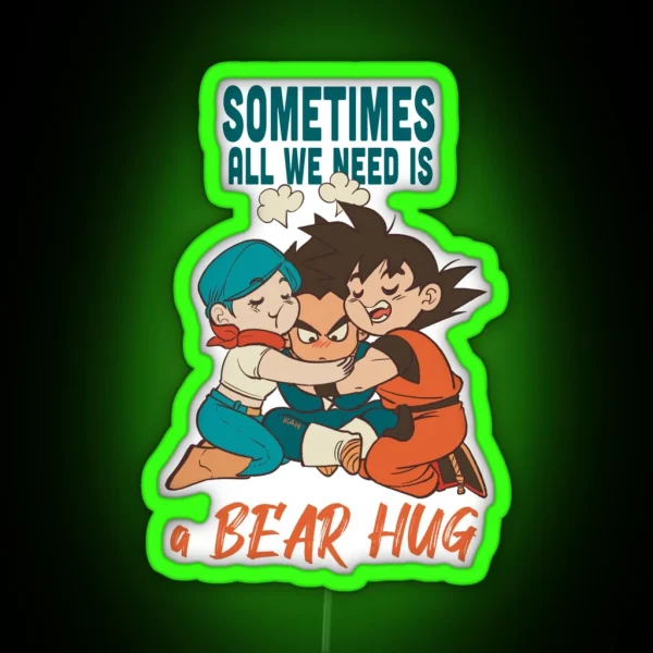 A Hug DRAGON BALL Z With GOKU BULMA AND VEGETA RGB Neon Sign