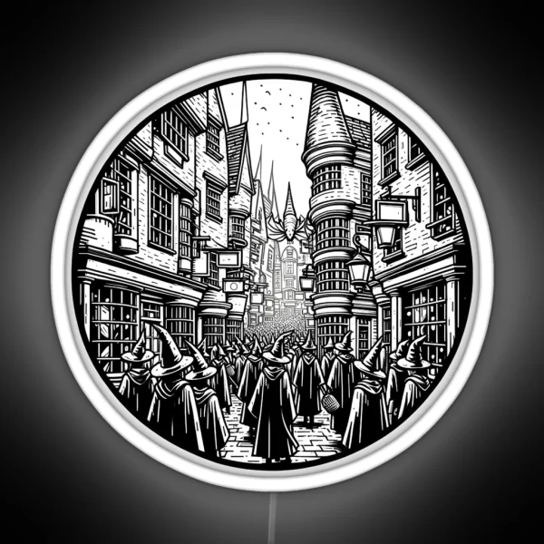 A Magical Alley Full Of Life Line Art Fantasy RGB Neon Sign