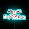 Vintage Love Neon Sign with Mega Pint Cup Design