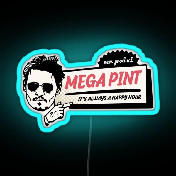 A Mega Pint Johnny Depp Happy Hour RGB Neon Sign