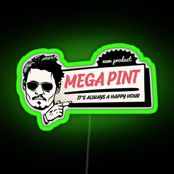 A Mega Pint Johnny Depp Happy Hour RGB Neon Sign