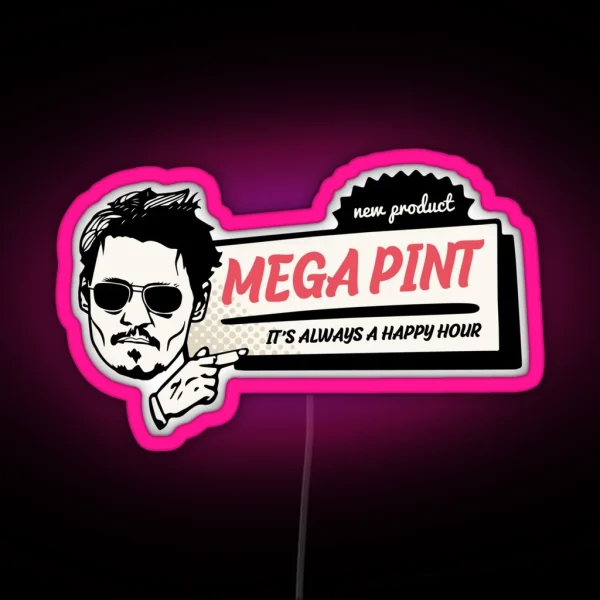 A Mega Pint Johnny Depp Happy Hour RGB Neon Sign