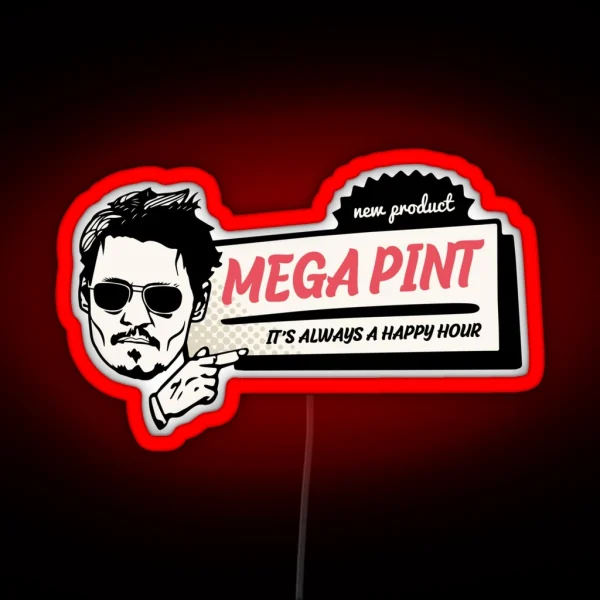 A Mega Pint Johnny Depp Happy Hour RGB Neon Sign