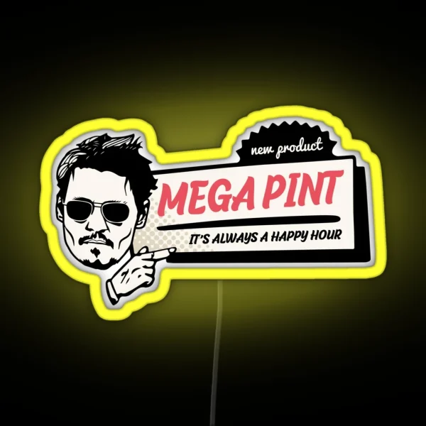 A Mega Pint Johnny Depp Happy Hour RGB Neon Sign