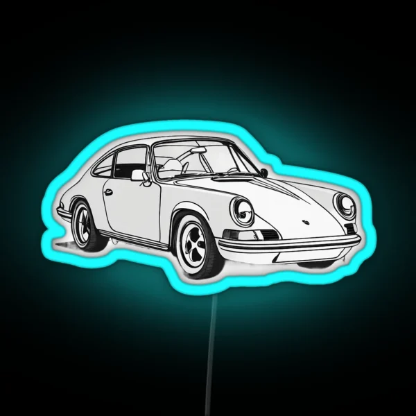 A Minimalist Porsche Illustration RGB Neon Sign