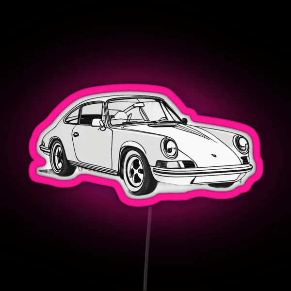 A Minimalist Porsche Illustration RGB Neon Sign