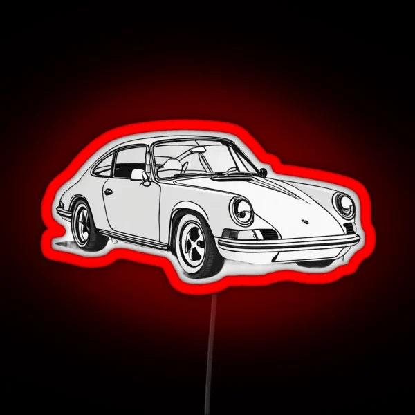 A Minimalist Porsche Illustration RGB Neon Sign