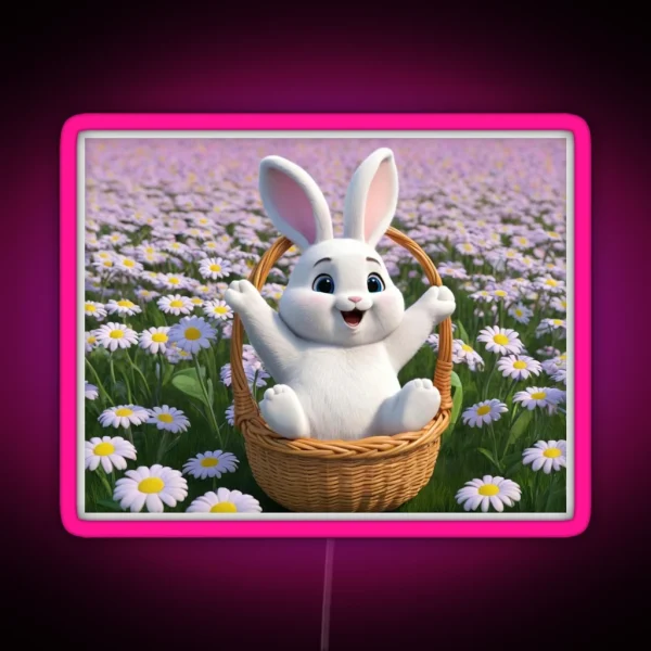 A Playful Bunny RGB Neon Sign