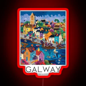 A Pop Art Travel Print Of Galway Ireland RGB Neon Sign