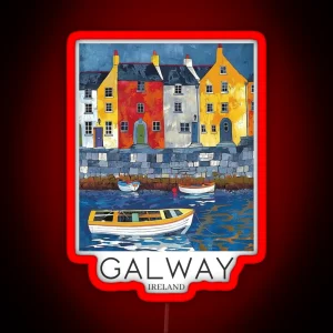 A Pop Art Travel Print Of Galway Ireland RGB Neon Sign