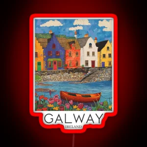 A Pop Art Travel Print Of Galway Ireland RGB Neon Sign