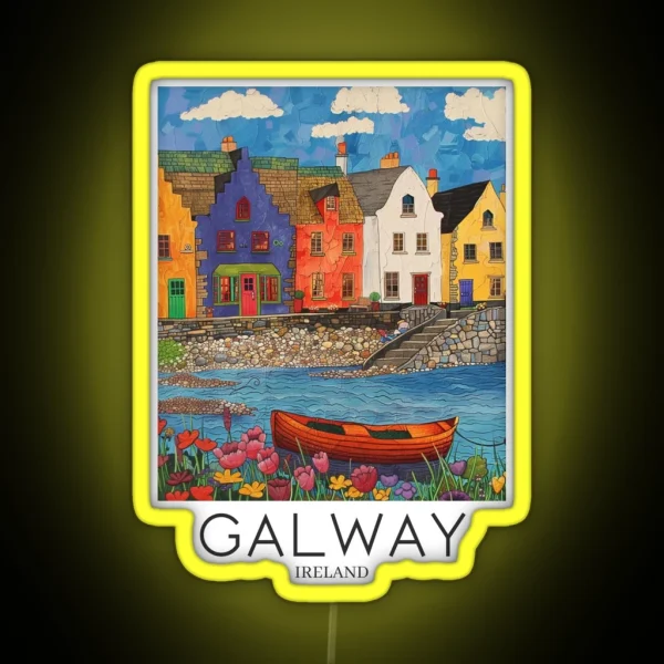 A Pop Art Travel Print Of Galway Ireland RGB Neon Sign