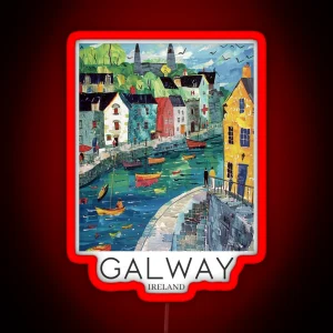 A Pop Art Travel Print Of Galway Ireland RGB Neon Sign