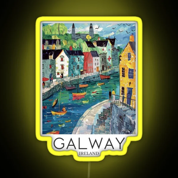 A Pop Art Travel Print Of Galway Ireland RGB Neon Sign