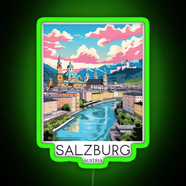 A Pop Art Travel Print Of Salzburg Austria RGB Neon Sign