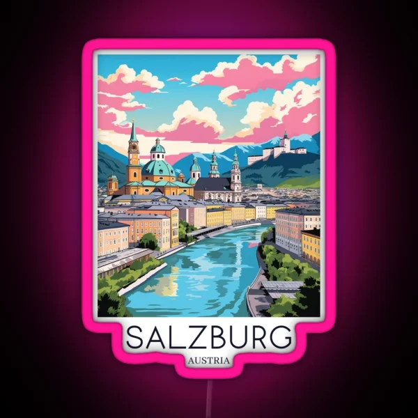 A Pop Art Travel Print Of Salzburg Austria RGB Neon Sign