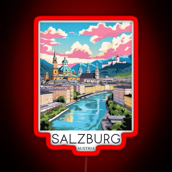 A Pop Art Travel Print Of Salzburg Austria RGB Neon Sign