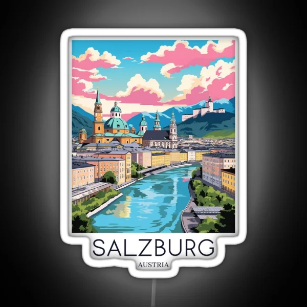 A Pop Art Travel Print Of Salzburg Austria RGB Neon Sign