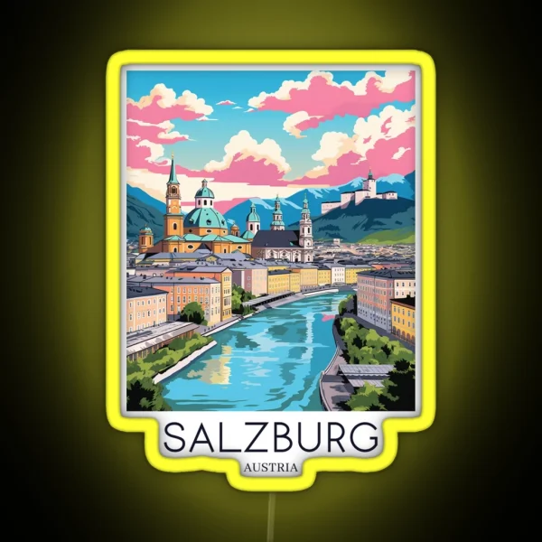 A Pop Art Travel Print Of Salzburg Austria RGB Neon Sign