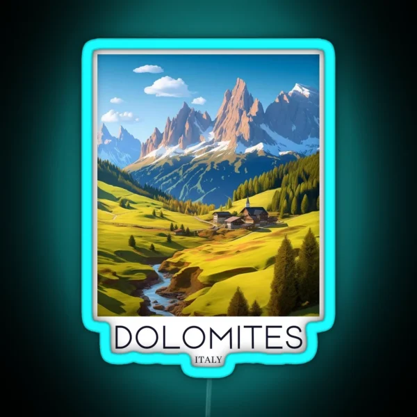 A Pop Art Travel Print Of The Dolomites Italy RGB Neon Sign