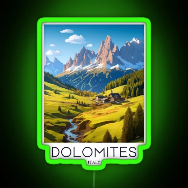 A Pop Art Travel Print Of The Dolomites Italy RGB Neon Sign
