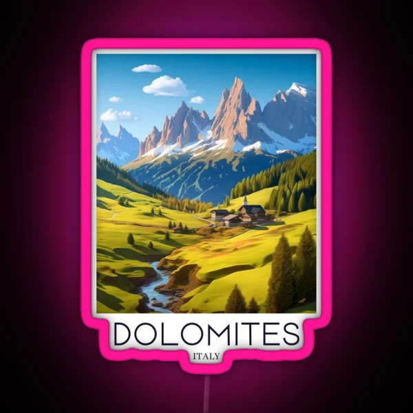 A Pop Art Travel Print Of The Dolomites Italy RGB Neon Sign