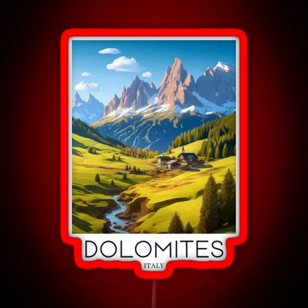 A Pop Art Travel Print Of The Dolomites Italy RGB Neon Sign