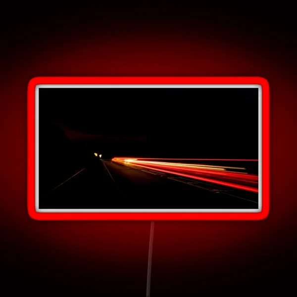 A Red Light Trail RGB Neon Sign