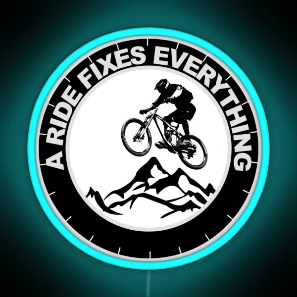 A Ride Fixes Everything Mountain Bike Cyclist RGB Neon Sign