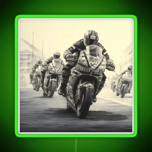 A Superbike Race Sketch RGB Neon Sign
