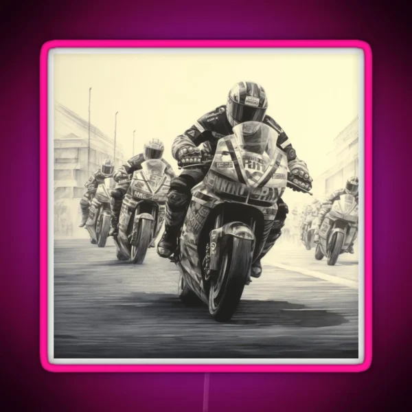 A Superbike Race Sketch RGB Neon Sign