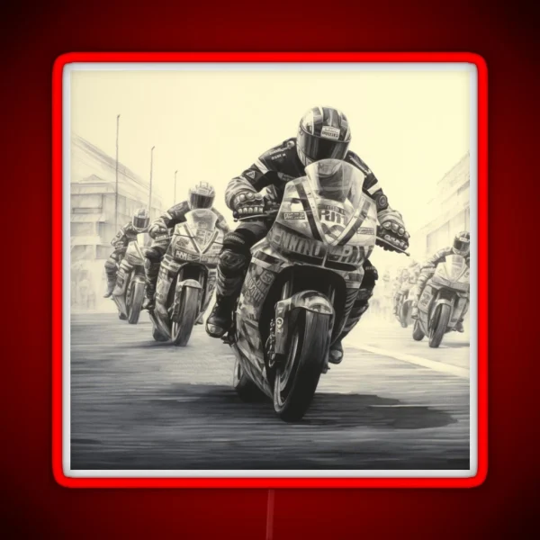 A Superbike Race Sketch RGB Neon Sign