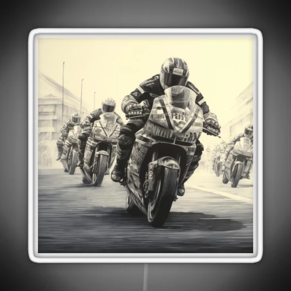A Superbike Race Sketch RGB Neon Sign