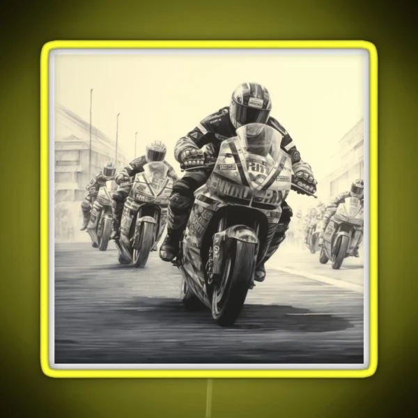 A Superbike Race Sketch RGB Neon Sign
