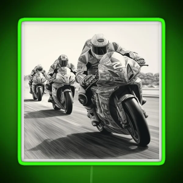 A Superbike Race Sketch RGB Neon Sign