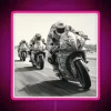 Dynamic superbike racing design LED canvas display with vibrant color tones