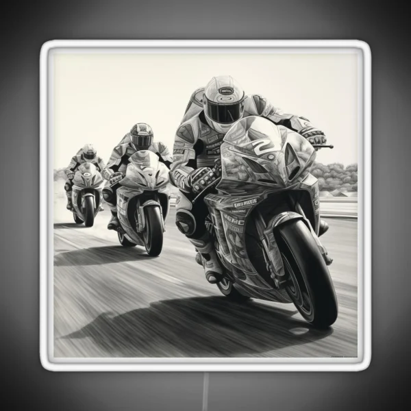 A Superbike Race Sketch RGB Neon Sign
