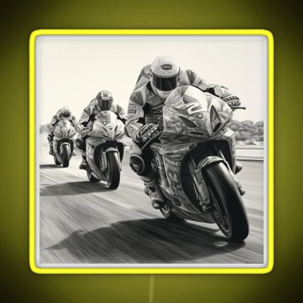 A Superbike Race Sketch RGB Neon Sign