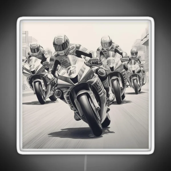 A Superbike Race Sketch RGB Neon Sign