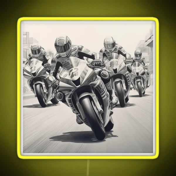 A Superbike Race Sketch RGB Neon Sign