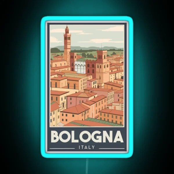 A Vintage Travel Art Of Bologna Italy RGB Neon Sign