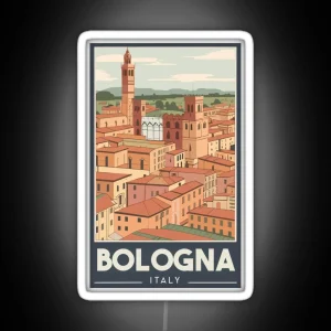 A Vintage Travel Art Of Bologna Italy RGB Neon Sign