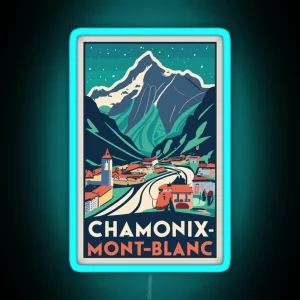 A Vintage Travel Art Of Chamonix Mont Blanc France RGB Neon Sign