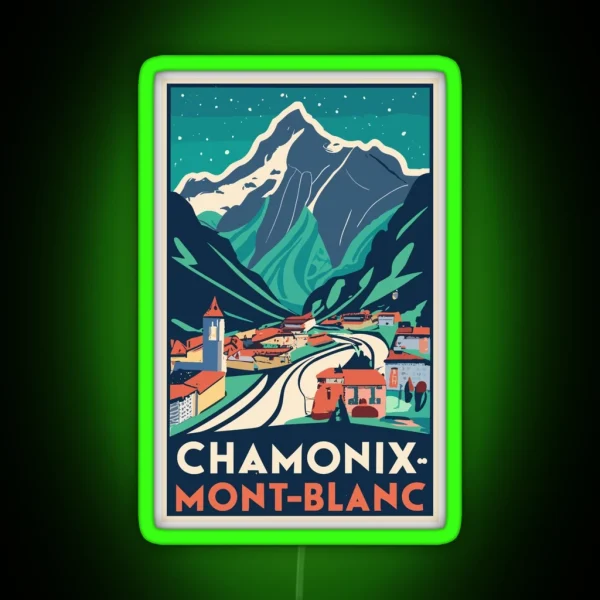 A Vintage Travel Art Of Chamonix Mont Blanc France RGB Neon Sign