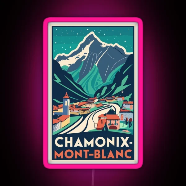 A Vintage Travel Art Of Chamonix Mont Blanc France RGB Neon Sign